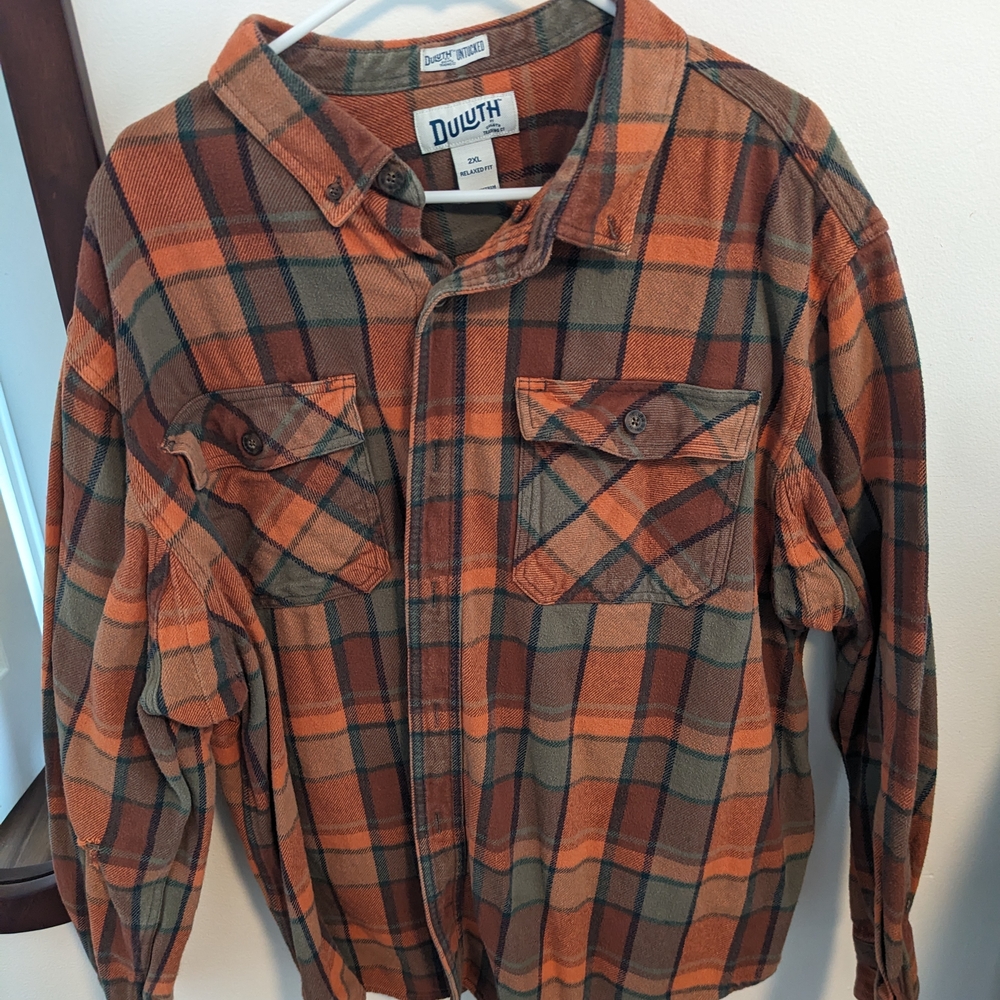 Duluth Trading Co Men's Orange Plaid Shirt